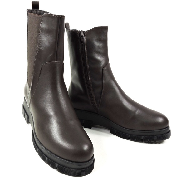 SOFFICE SOGNO 🇮🇹 WOMEN'S BROWN SOFT LEATHER WINTER FUR BOOTIE - Picture 2 of 8